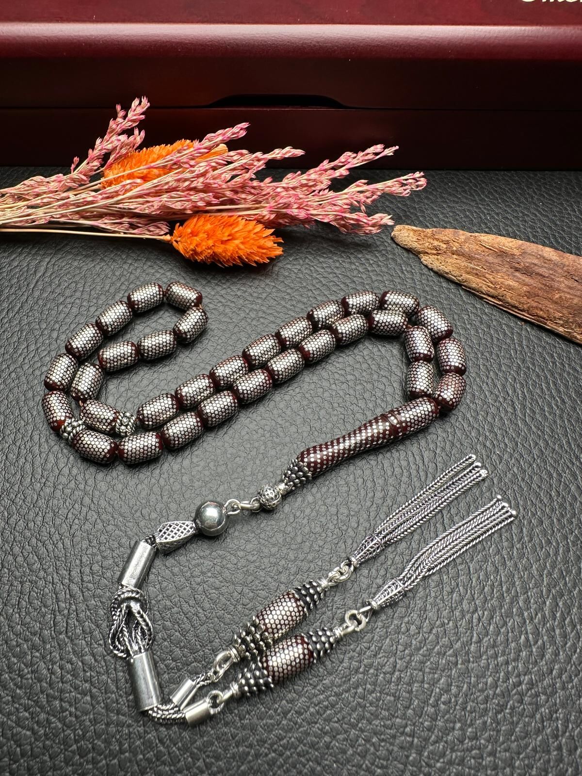 Kapsül Model Gümüş  İşlemeli Kuka Tesbih