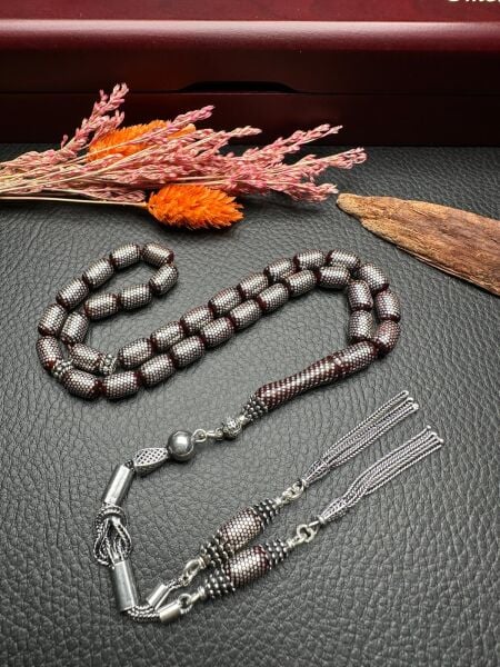 Kapsül Model Gümüş  İşlemeli Kuka Tesbih