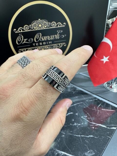 Özel Tasarım Sıkma Kehribar Taşlı Gümüş Yüzük