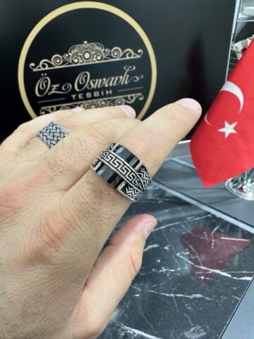 Özel Tasarım Sıkma Kehribar Taşlı Gümüş Yüzük