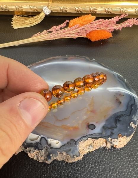 Bal Rengi Küre Model Damla Kehribar Bileklik