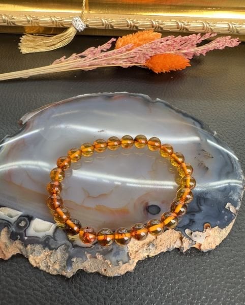 Bal Rengi Küre Model Damla Kehribar Bileklik