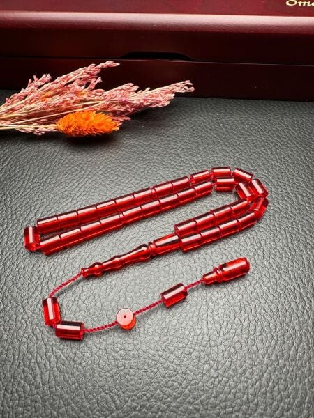 Küçük Boy Kesme Model  Ateş Kehribar Tesbih