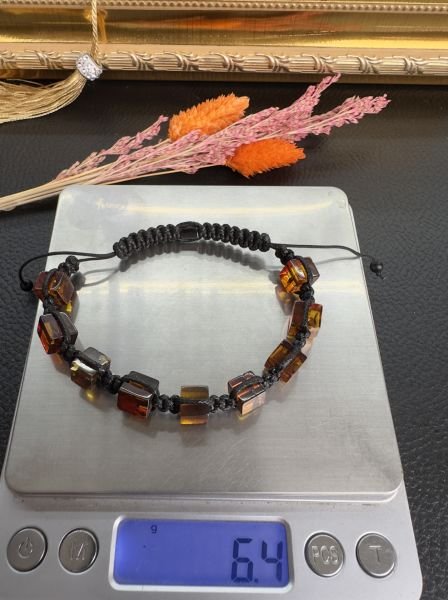 Rolex Küp Model Makrome Örgü Damla Kehribar Yetişkin Bileklik