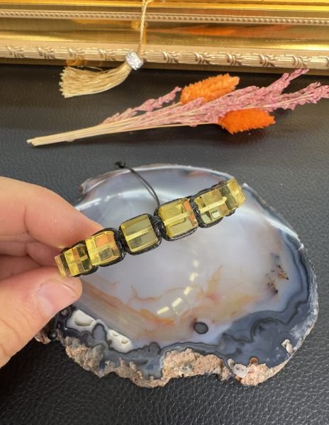 Sarı Renk Rolex Küp Model Damla Kehribar Yetişkin Bileklik