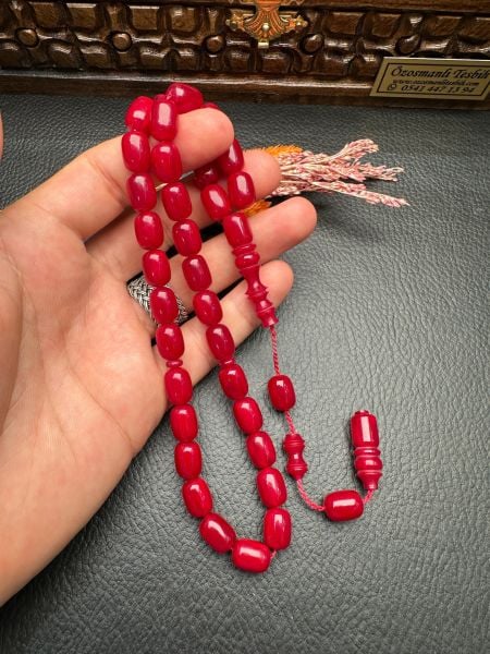 Kapsül Model Bordo Sıkma Kehribar Tesbih