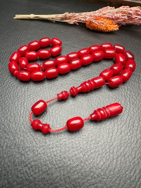 Kapsül Model Bordo Sıkma Kehribar Tesbih