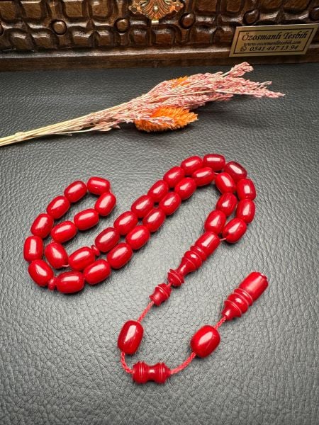 Kapsül Model Bordo Sıkma Kehribar Tesbih