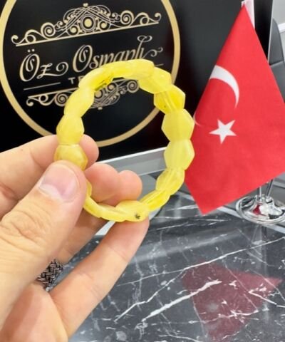 Altıgen Model Damla Kehribar Bileklik