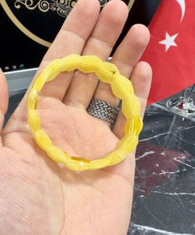 Altıgen Model Damla Kehribar Bileklik