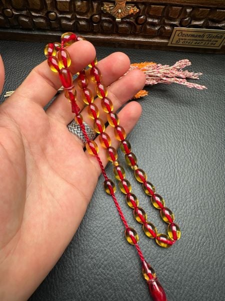 Kapsül Model Şeffaf Sarı Ateş Kehribar Tesbih