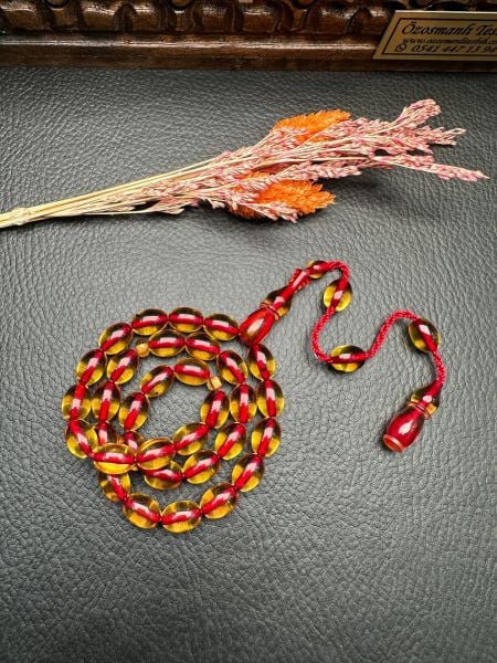 Kapsül Model Şeffaf Sarı Ateş Kehribar Tesbih