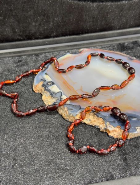 Damla Kehribar Bebek Kolye Ve Bileklik Set