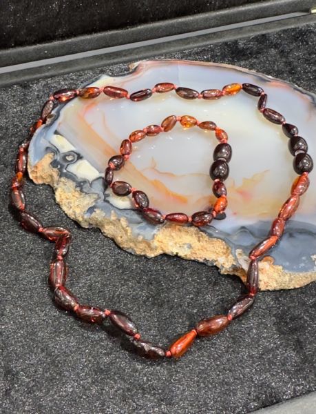 Damla Kehribar Bebek Kolye Ve Bileklik Set