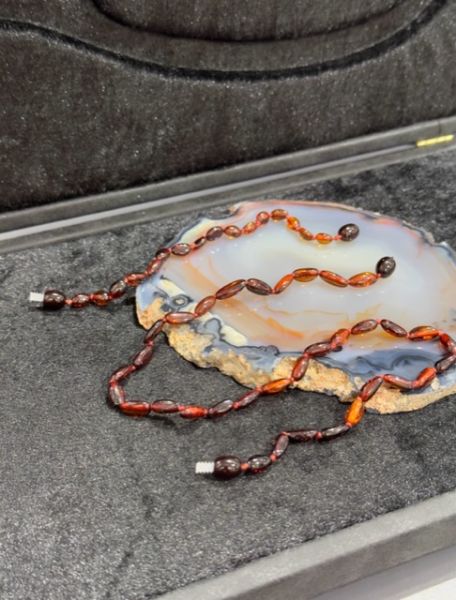 Damla Kehribar Bebek Kolye Ve Bileklik Set