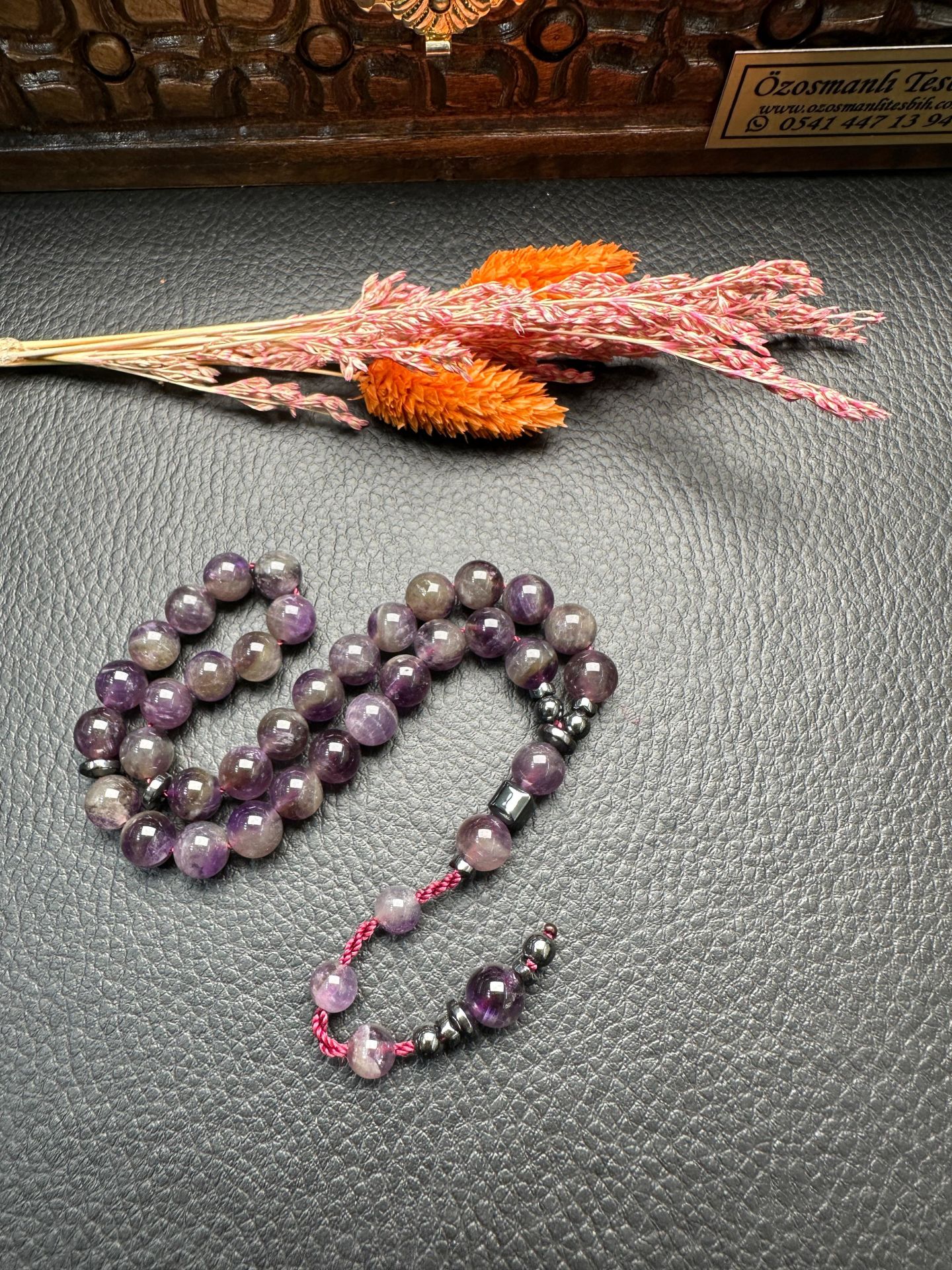 Küre Model Ametist Doğal Taş Tesbih