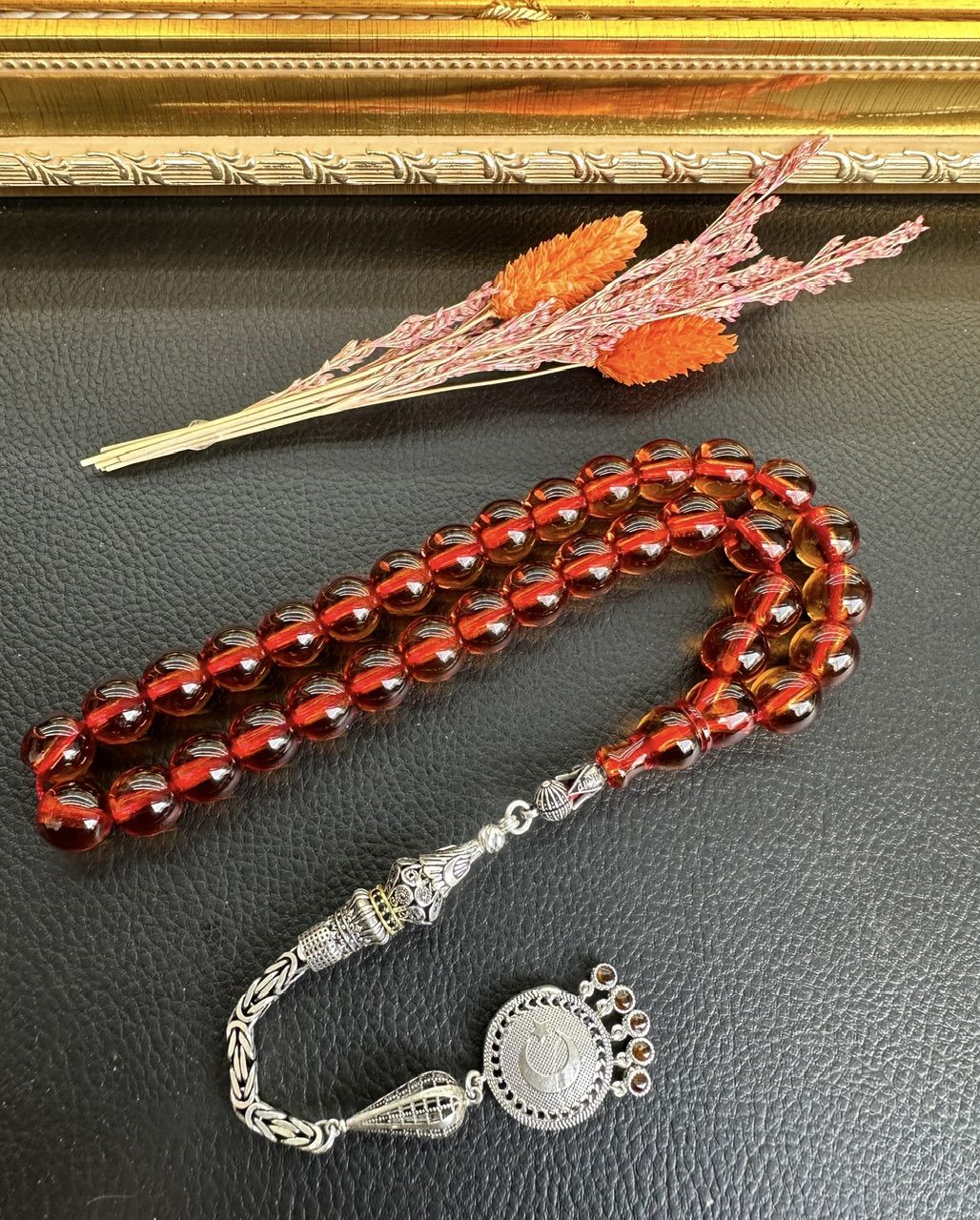 Basık Model Ateş Kehribar Tesbih