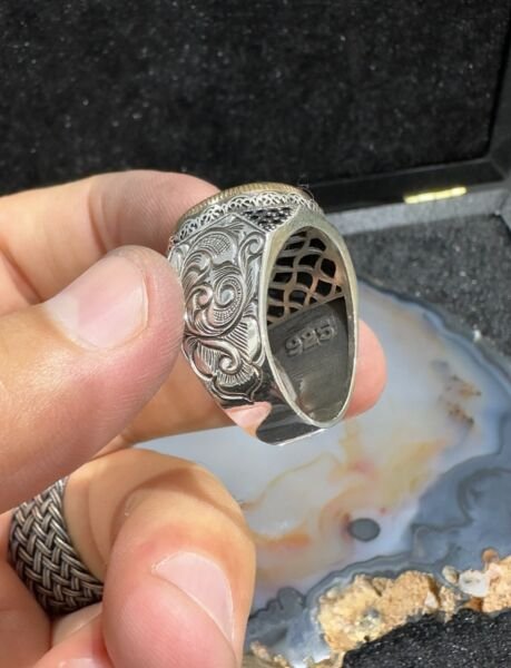 Özel Tasarım Yazılı 925 Ayar Gümüş Erkek Yüzük