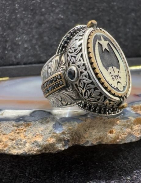 Özel Tasarım Çift Taraflı 925 Ayar Gümüş Erkek Yüzük