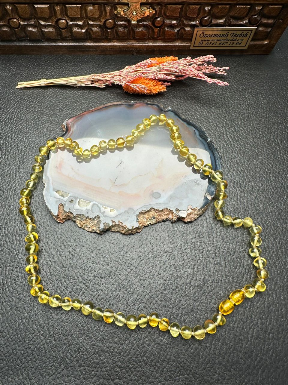 Damla Kehribar Yetişkin Kolye