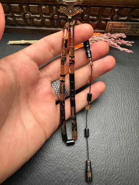 Küçük Boy Kesme  Model  Ateş Kehribar Tesbih