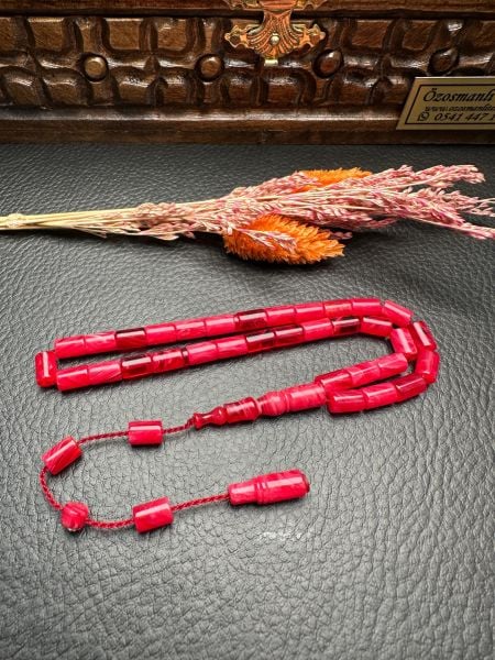 Küçük Boy Kesme  Model  Ateş Kehribar Tesbih