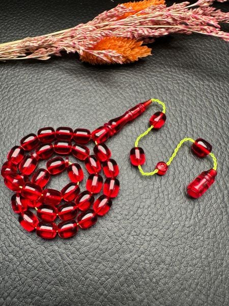 Küçük Boy Kapsül Model  Ateş Kehribar Tesbih