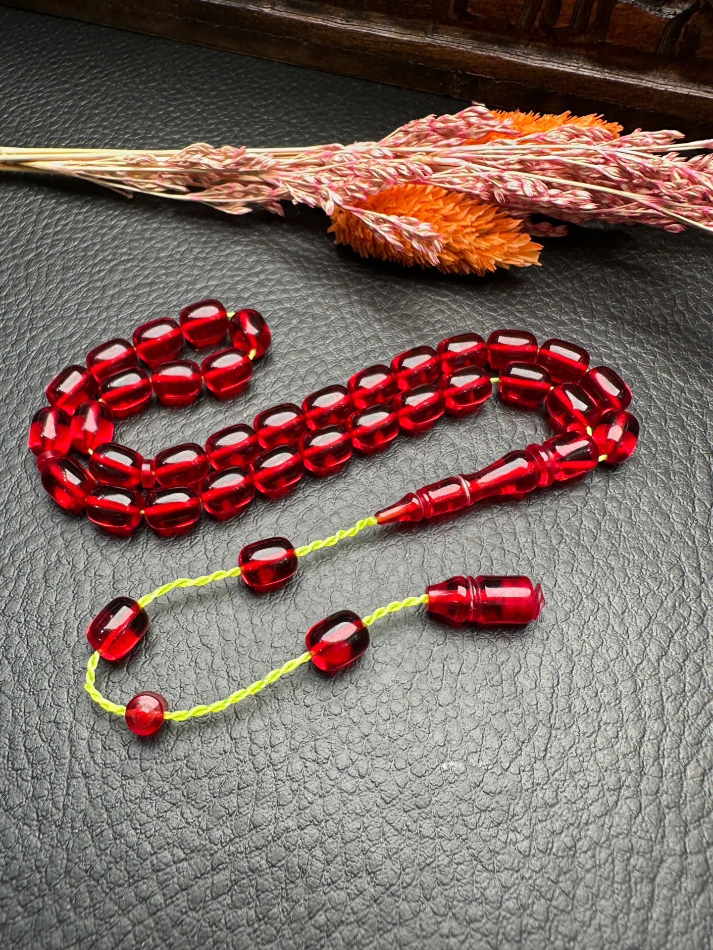 Küçük Boy Kapsül Model  Ateş Kehribar Tesbih