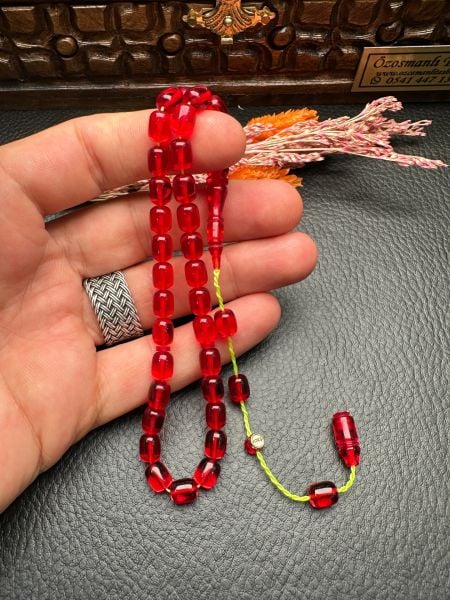 Küçük Boy Kapsül Model  Ateş Kehribar Tesbih