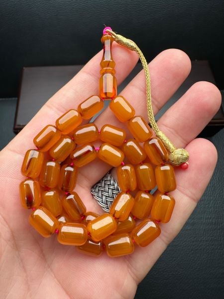 Kapsül Model Tıraşlı Eski Osmanlı Sıkma Kehribar Tesbih