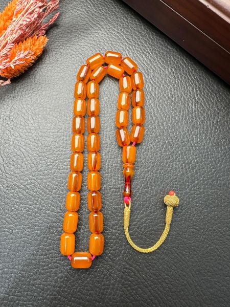 Kapsül Model Tıraşlı Eski Osmanlı Sıkma Kehribar Tesbih