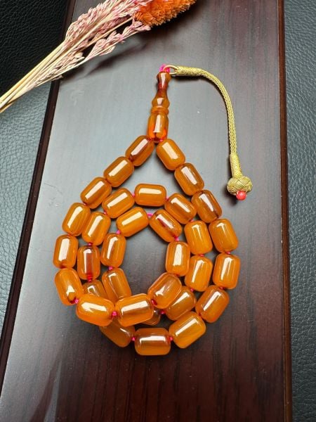 Kapsül Model Tıraşlı Eski Osmanlı Sıkma Kehribar Tesbih