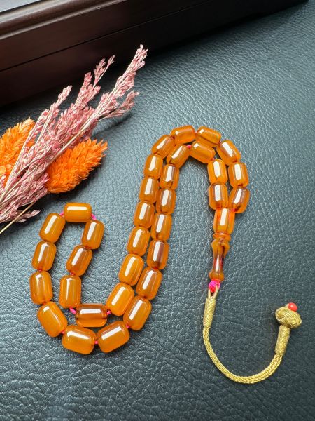 Kapsül Model Tıraşlı Eski Osmanlı Sıkma Kehribar Tesbih