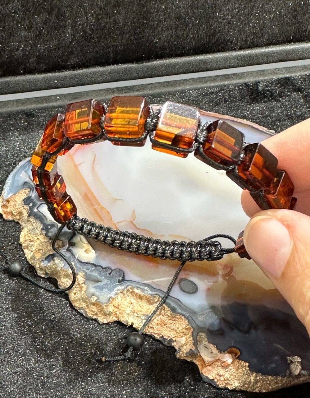 Küp Model Damla Kehribar Yetişkin Bileklik