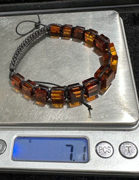 Küp Model Damla Kehribar Yetişkin Bileklik