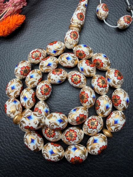 24 Ayar Has Altın İşleme Tezhipli Fildişi Tesbih