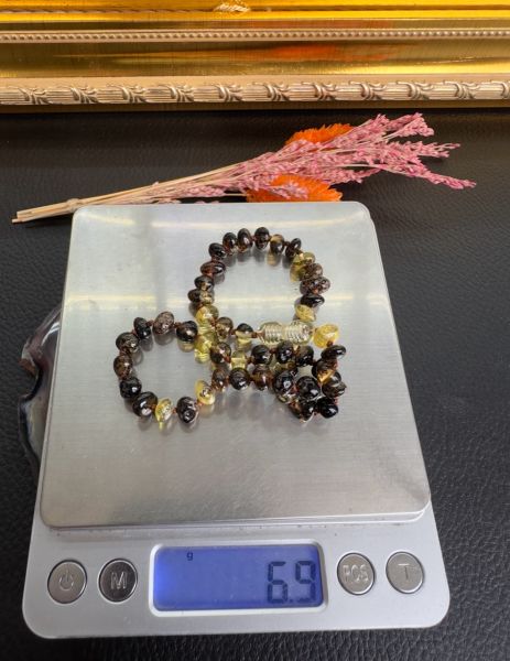 Fosilli Damla Kehribar Bebek Kolyesi