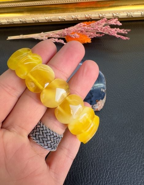 Rolex Model Damla Kehribar Yetişkin Bileklik