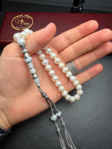 Küre Model Gümüş Nakkaş İmame Dizayn Doğal İnci Tesbih