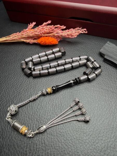 Kesme Model Gümüş İşlemeli Erzurum Oltutaşı Tesbih