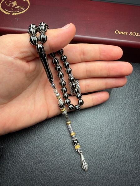 Küre Model Gümüş İşlemeli Erzurum Oltutaşı Tesbih