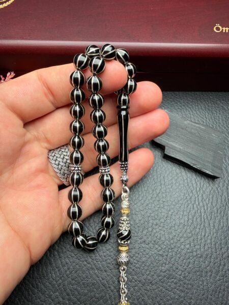 Küre Model Gümüş İşlemeli Erzurum Oltutaşı Tesbih