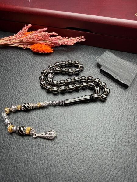 Küre Model Gümüş İşlemeli Erzurum Oltutaşı Tesbih