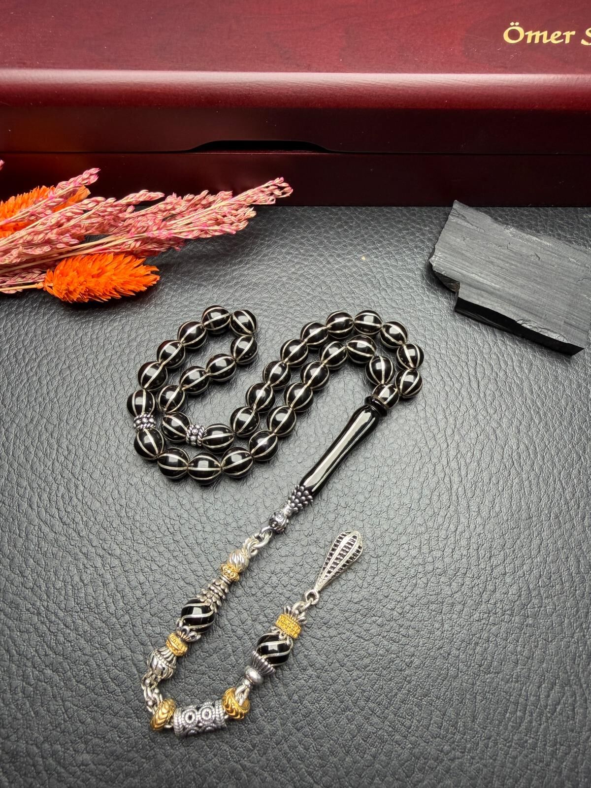 Küre Model Gümüş İşlemeli Erzurum Oltutaşı Tesbih