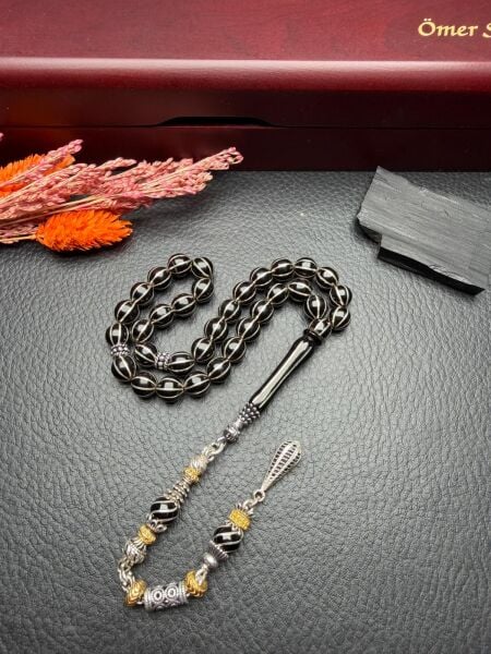 Küre Model Gümüş İşlemeli Erzurum Oltutaşı Tesbih