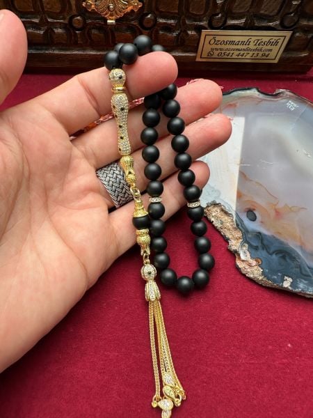 Küre Model Mat Oniks Doğal Taş Tesbih