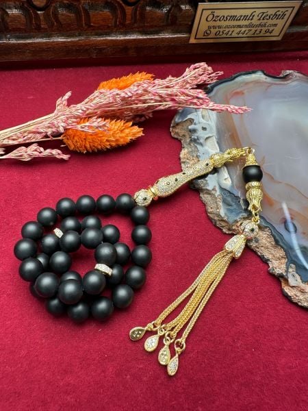 Küre Model Mat Oniks Doğal Taş Tesbih