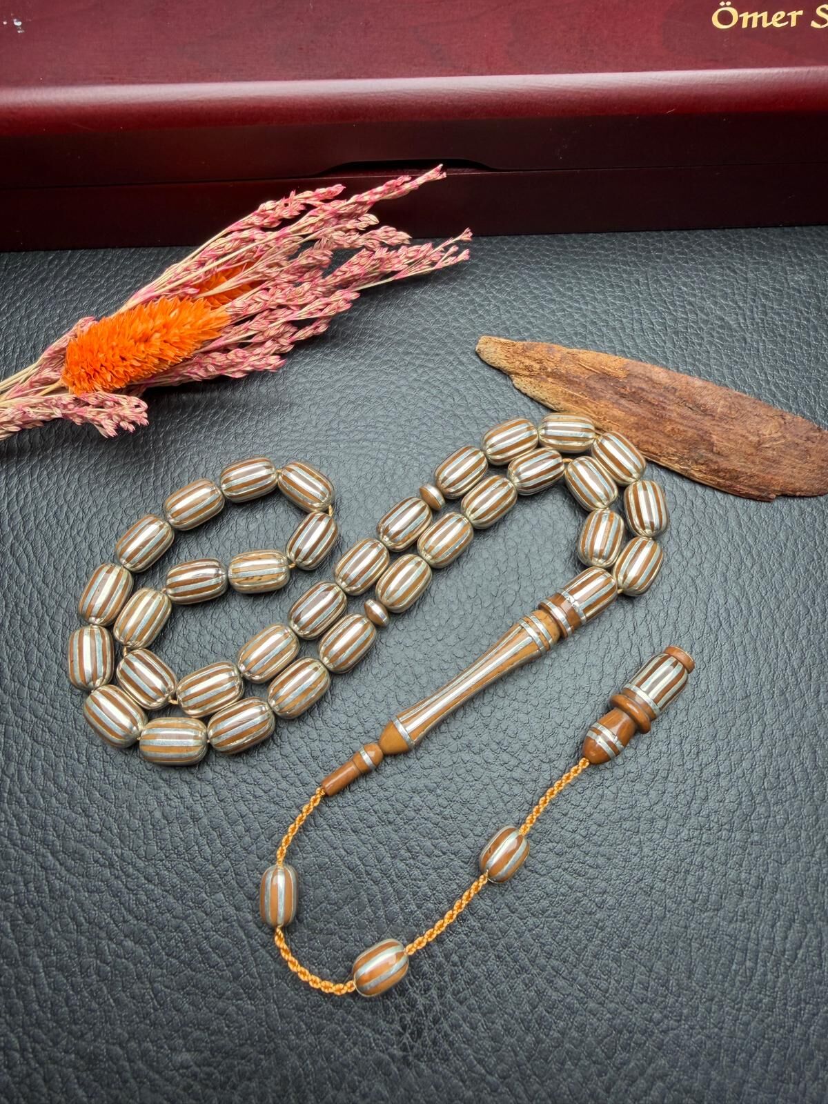 Kapsül Model  Gümüş Yarma İşlemeli Kuka Tesbih