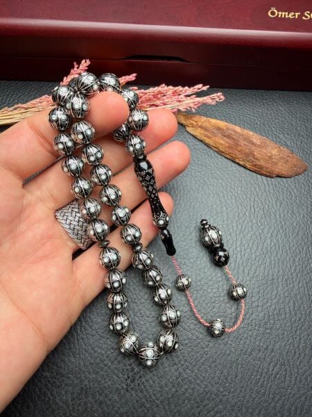 Küre Model  Gümüş İşlemeli Kuka Tesbih