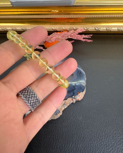 Küre Model Şeffaf Damla Kehribar Bileklik